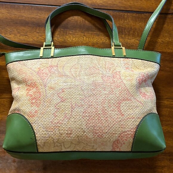 Vintage Etienne Aigner Crossbody Bag Floral Woven Faux Leather Adjustable Strap - Picture 4 of 16